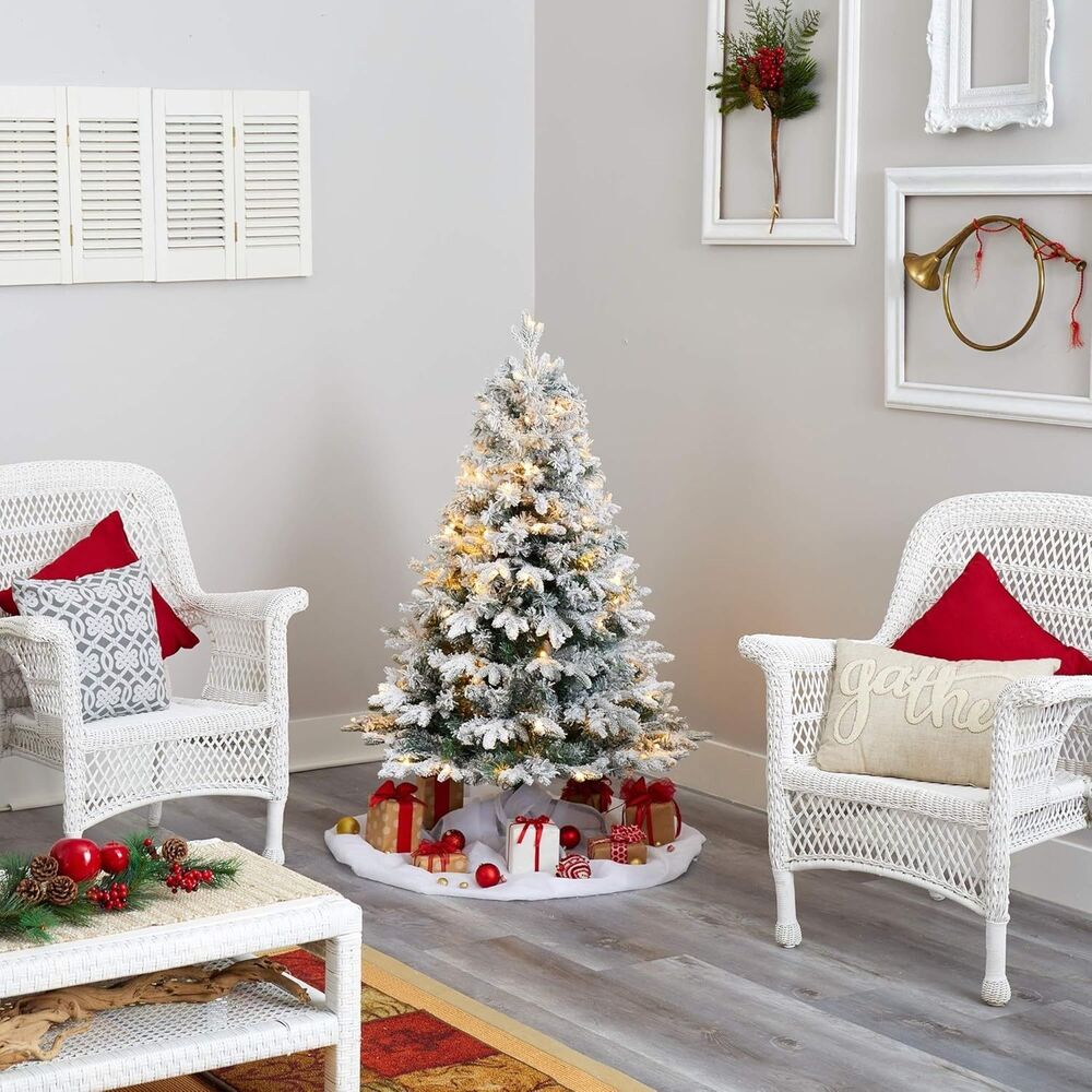Nearly Natural 4ft. Flocked Vermont Mixed Pine Artificial Christmas Tree